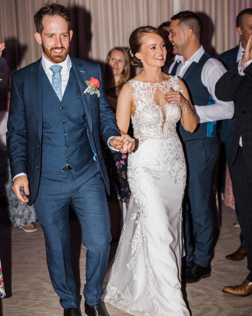 Lace bridal alterations fitted illusion wedding dress with couture detailing