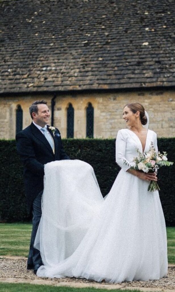 Luxury couture bridal alterations for embellished wedding gown with structural shaping