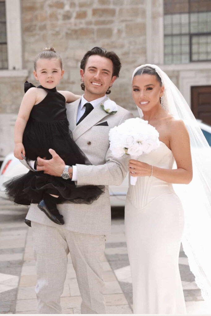 Bride wearing structured fitted wedding dress after bridal alterations