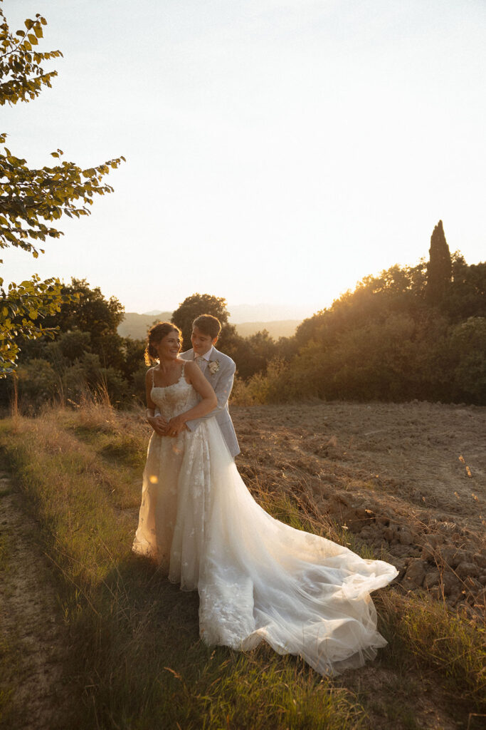 Bride with lace wedding dress alterations dress