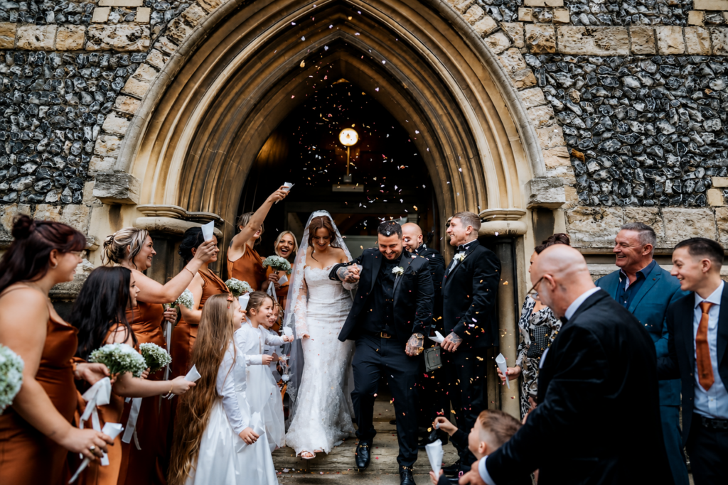 Bride wearing her wedding dress all transformed fitted to perfection