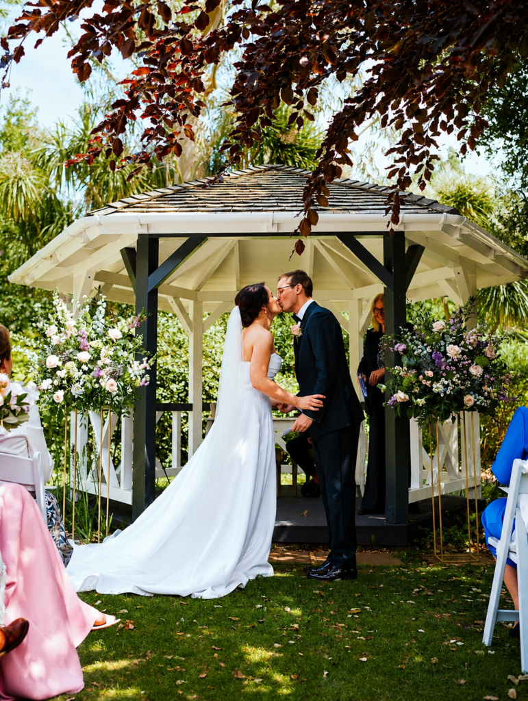Mila Nova minimalist wedding dress after couture bridal alterations for a South Croydon bride