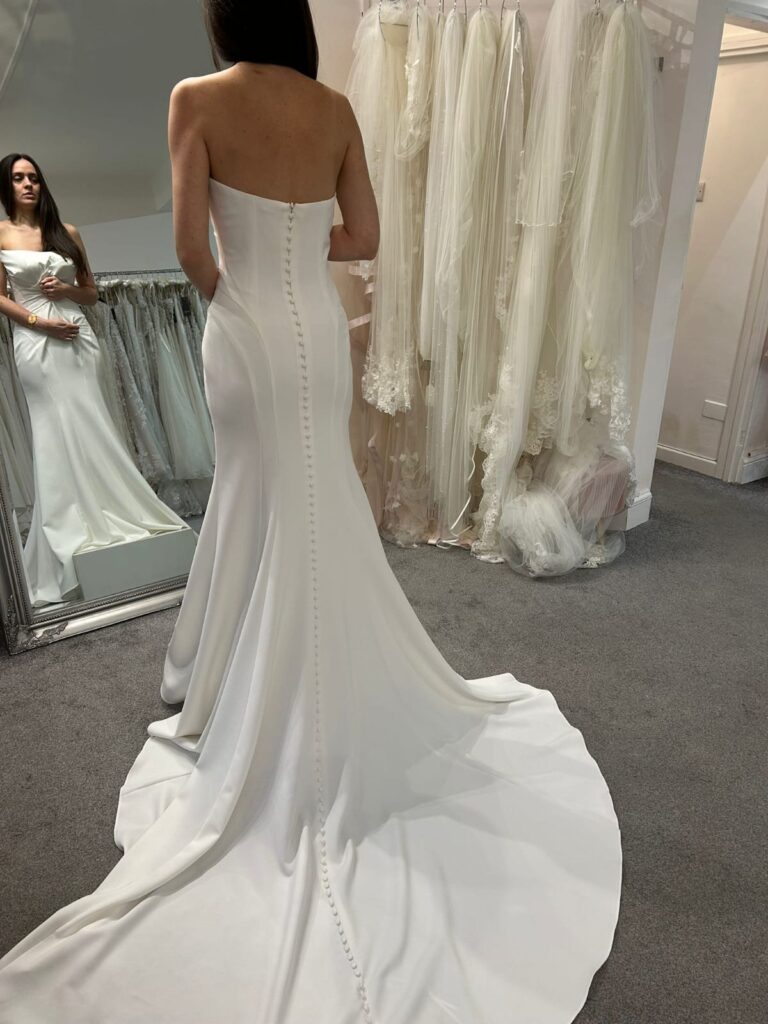 Oversized sample sale wedding dress before couture bridal restructuring front view