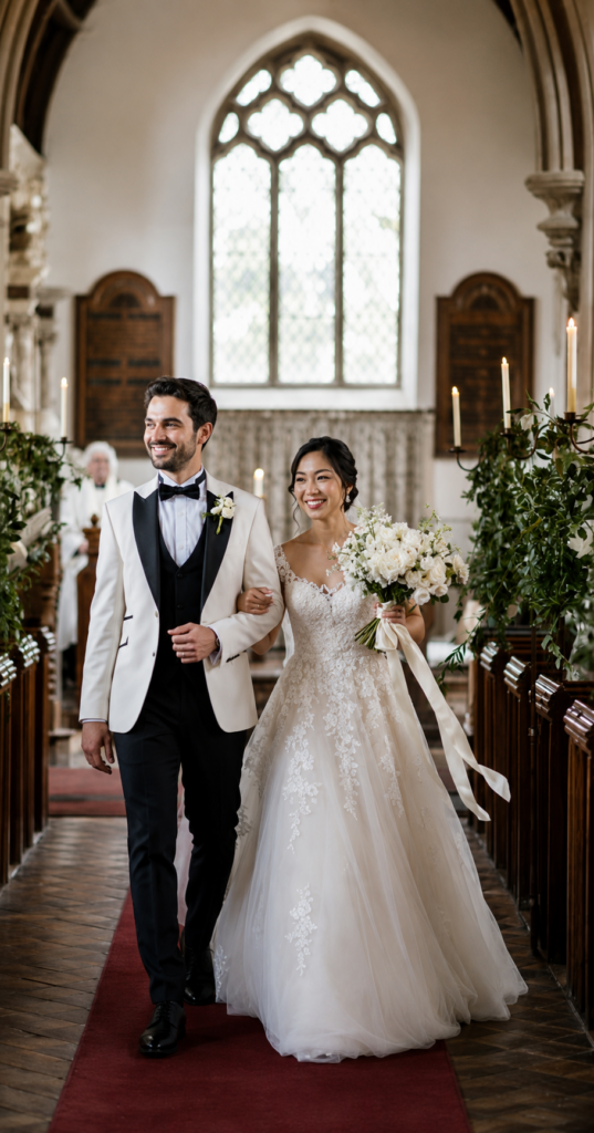 Pronovias wedding dress alterations with expertly reshaped bodice and flowing layered skirt
