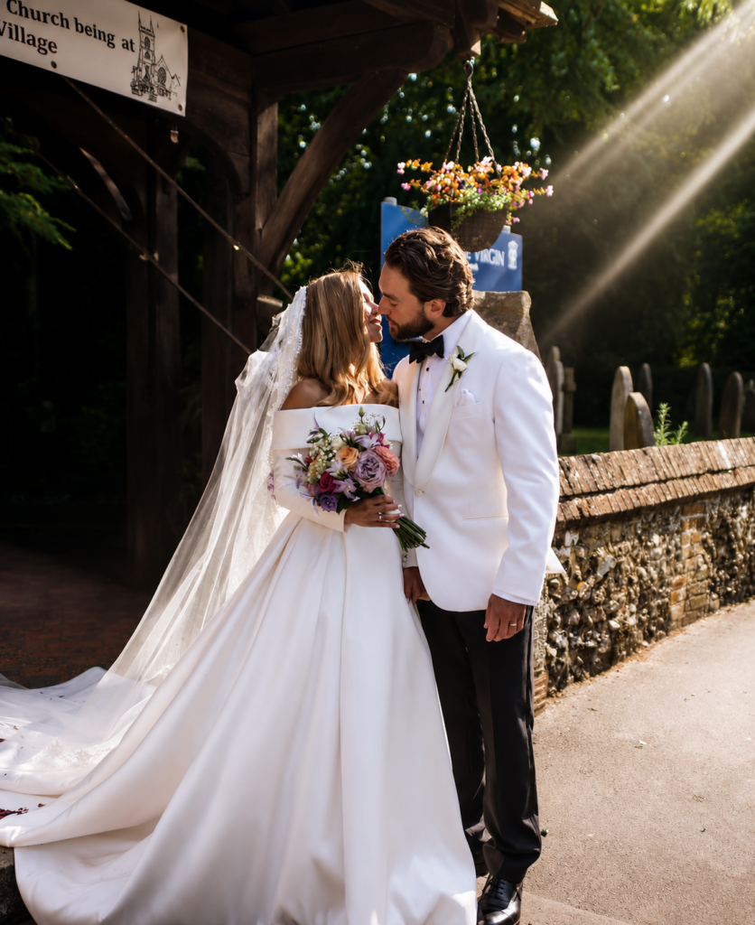 Expert bridal seamstress fitting a wedding dress near Epsom & Ewell