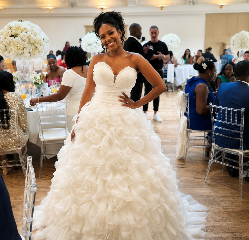Ronald Joyce wedding dress Alterations for bride travelling international to London wedding celebrations