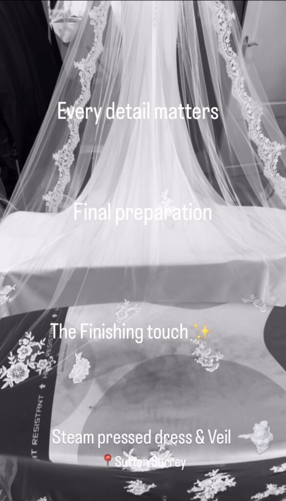 Steam pressed bridal veil prepared before wedding collection