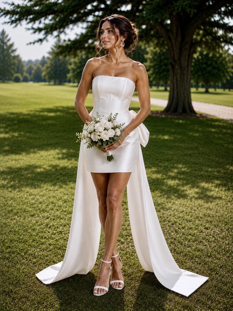 Three looks for one South Croydon bride Avalon Bow dress by Catherine Deane completely restructured by multiple down sizing through couture alterations process