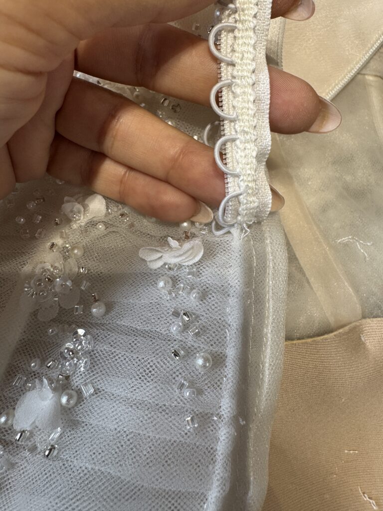 close up of back button loops