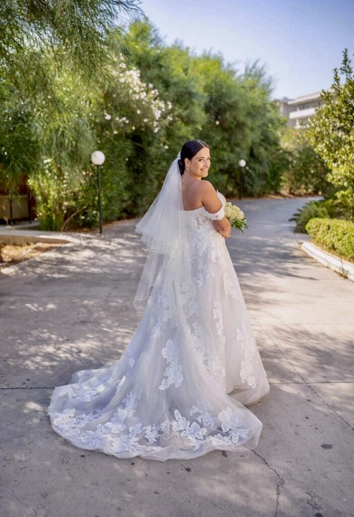 back view of Stella York wedding dress bodice after bridal alterations with hidden bust support and bespoke modesty neckline.