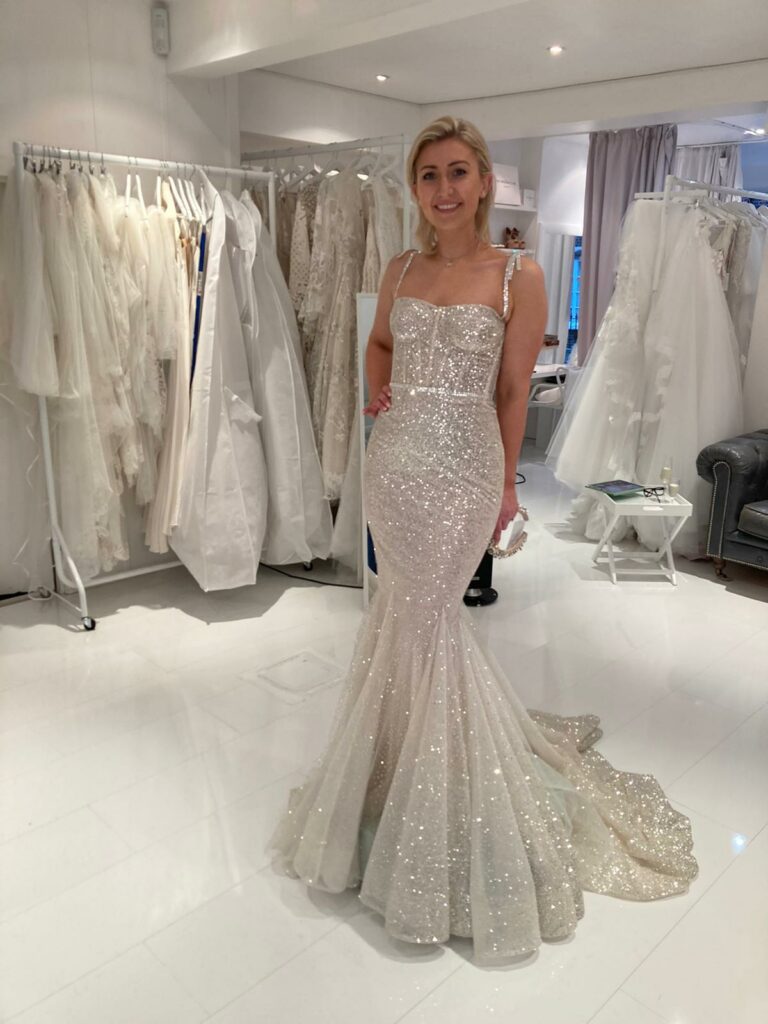 Berta Bridal heavily embellished glittering dress all alteted one size down and given cup shaping and contouring