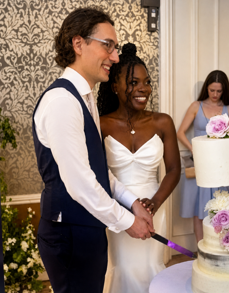 wedding dress after couture bridal adjustments front neckline completely transformed