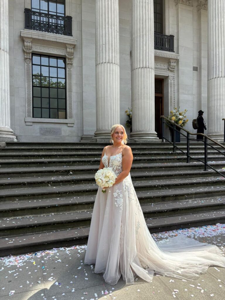 Wedding dress alterations Wimbledon for a real bride on her wedding day