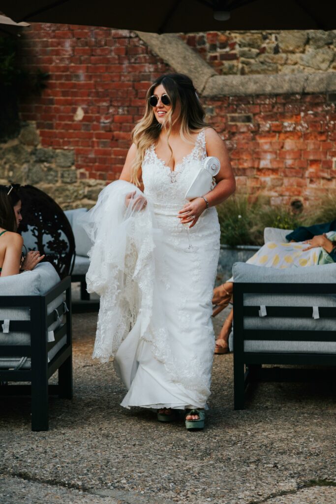 Wedding Dress Alterations WED2B Diego gown with illusion back and lace train for a Horsham bride train view.