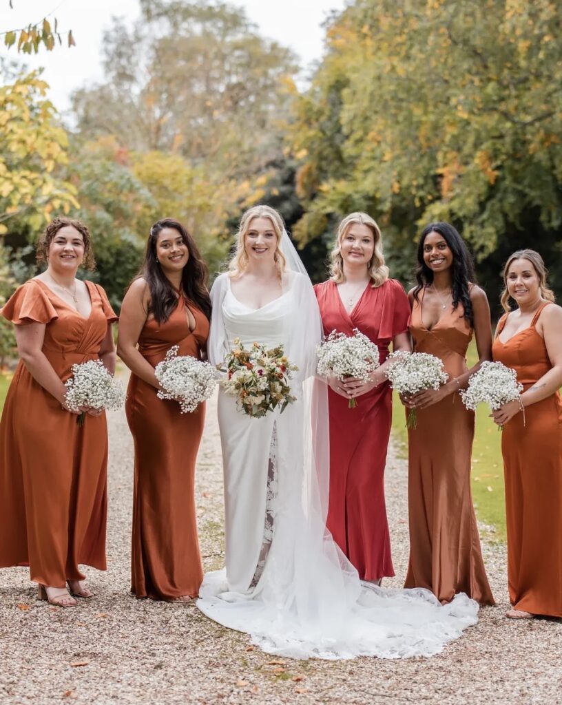 bride with her bridesmaids group