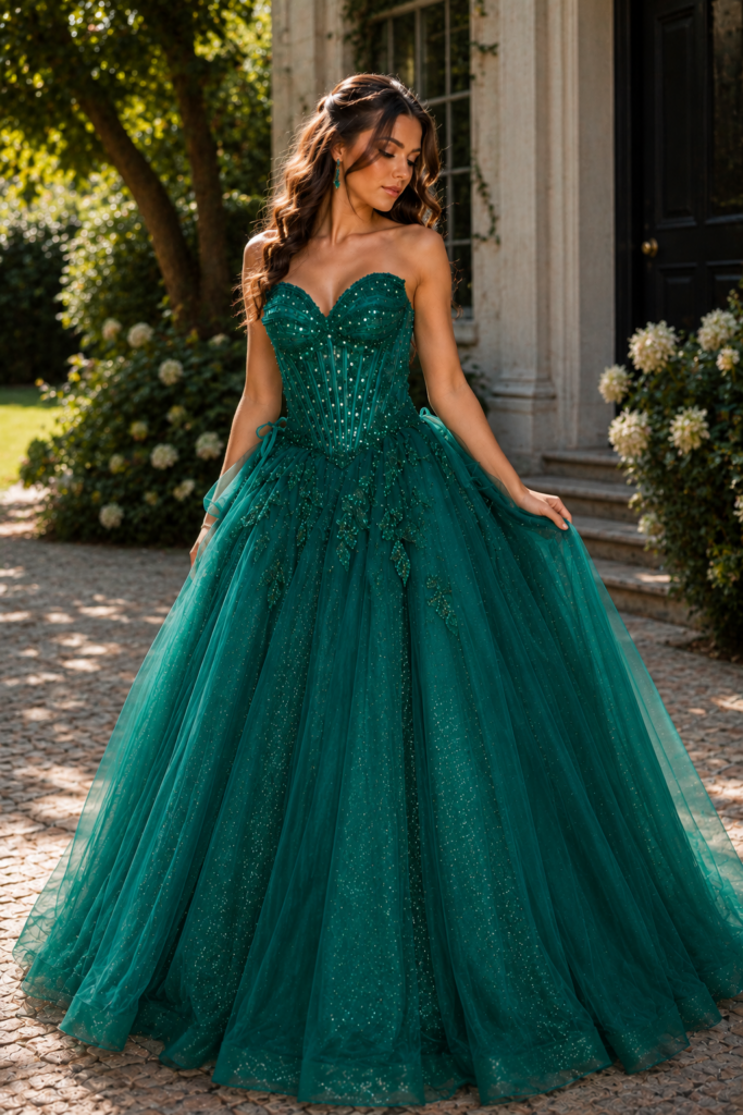 Prom Dress Alterations | Emerald Green Ballgown Hem Reconstruction with Horsehair Crinoline Prom Dress Alterations | Emerald Green Ballgown Hem Reconstruction with Horsehair Crinoline