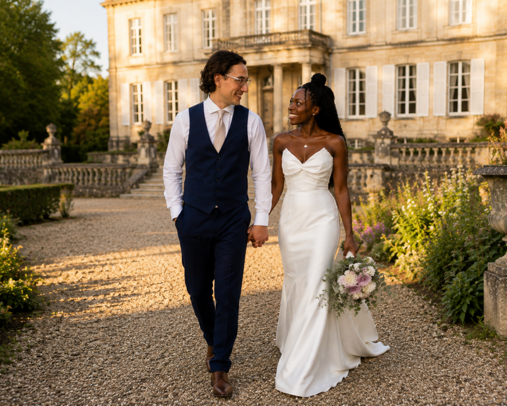 Blue By Enzoani wedding dress after couture bridal alterations