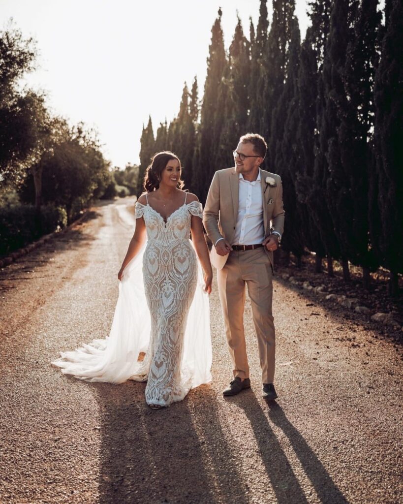 Madi Lane India bridal alterations with bespoke Bardot sleeves, detachable waist cape and skin-tone lining for a destination wedding bride