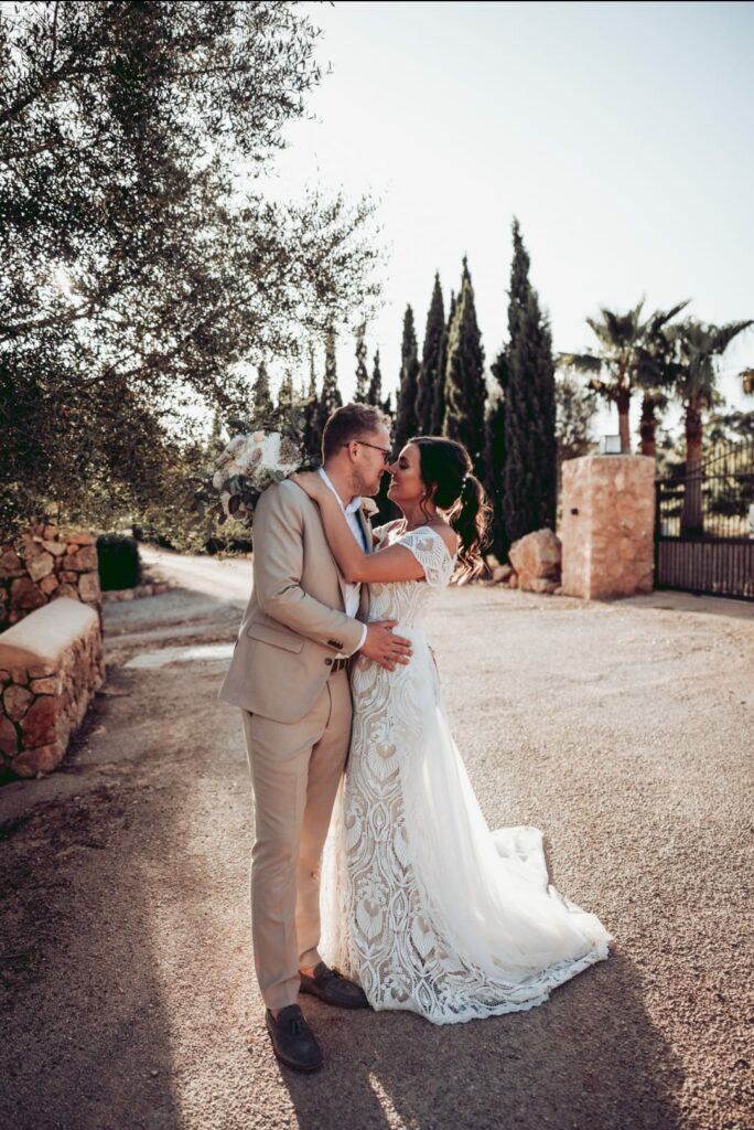 wedding dress transformed with bespoke Bardot sleeves, detachable cape and specialist bridal alterations