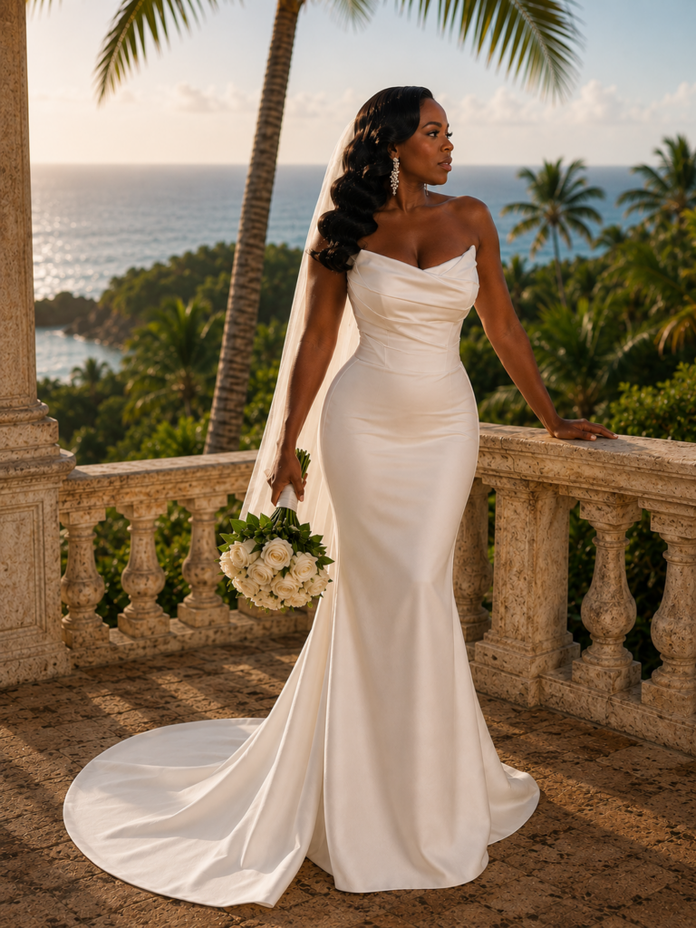 Luxury destination wedding bridal alterations for Élysée Bridal Florentina gown and detachable train