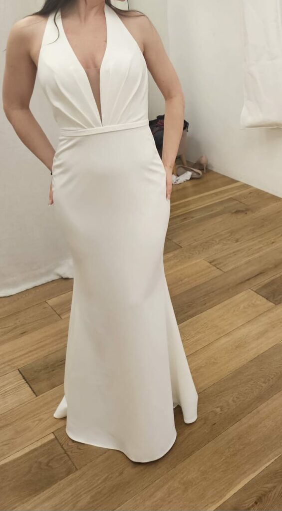 Bride after Made With Love bridal alterations at another place with the Audrey wedding gown perfectly fitted.