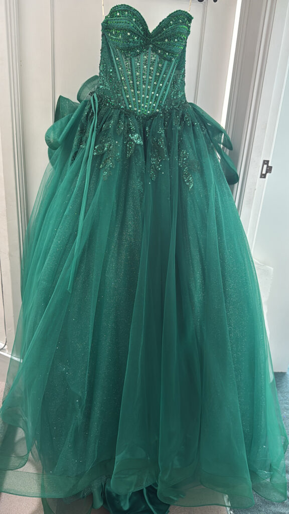 Prom Dress Alterations | Emerald Green Ballgown Hem Reconstruction with Horsehair Crinoline Prom Dress Alterations | Emerald Green Ballgown Hem Reconstruction with Horsehair Crinoline