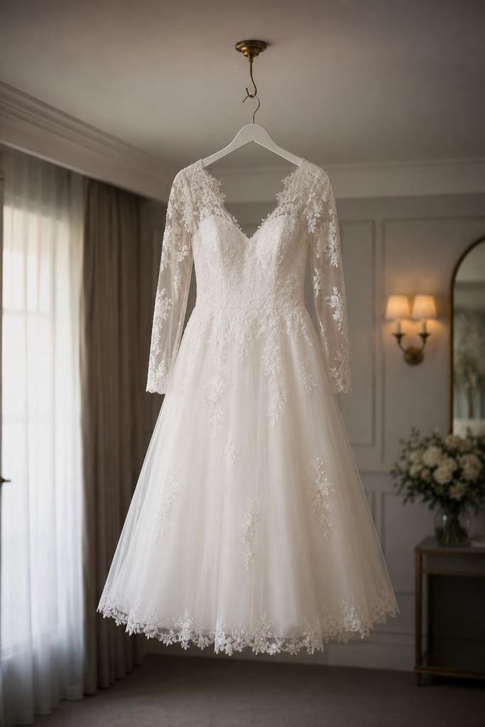 professionally steam pressed wedding dresss