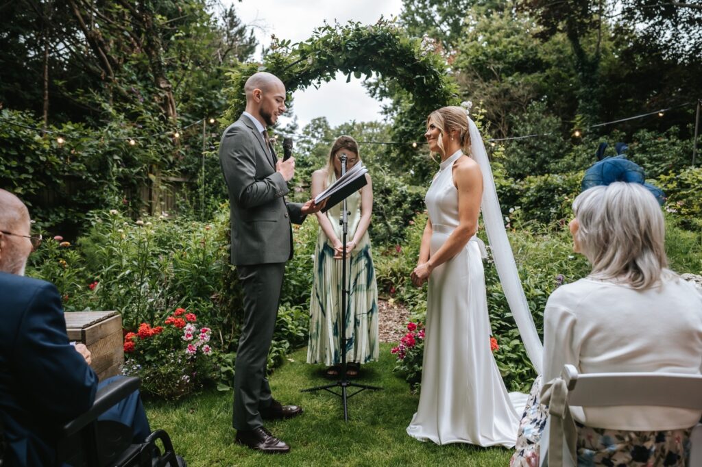 Redhill bride wearing a Catherine Deane Kin gown after couture bridal transformation