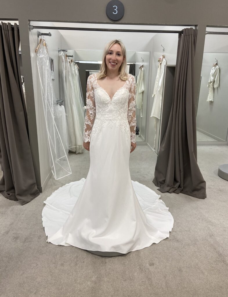 Original WED2B Fabien wedding dress before bridal alterations back view