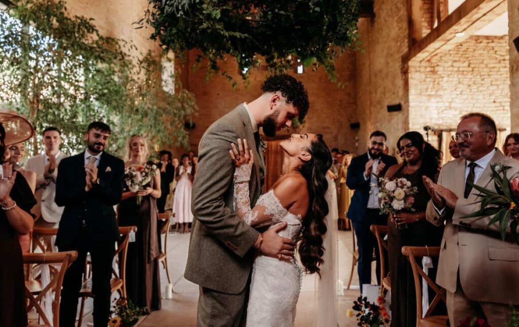 Beckenham bride wearing a customised Martina Liana wedding dress during her wedding ceremony following couture bridal alterations fitted to perfection
