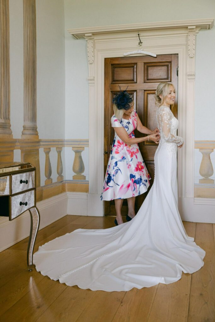 at last fitting at my Studio in Sutton for a bride who traveled from Horsham