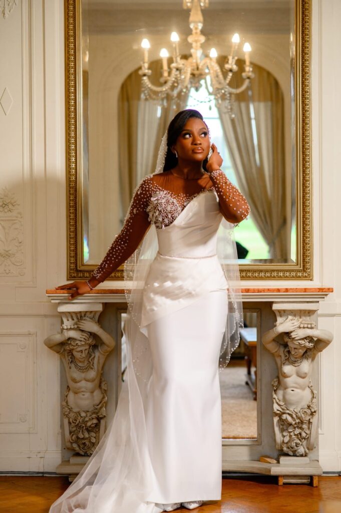 Custom wedding dress expertly fitted by a bridal alterations specialist in Sutton Surrey.