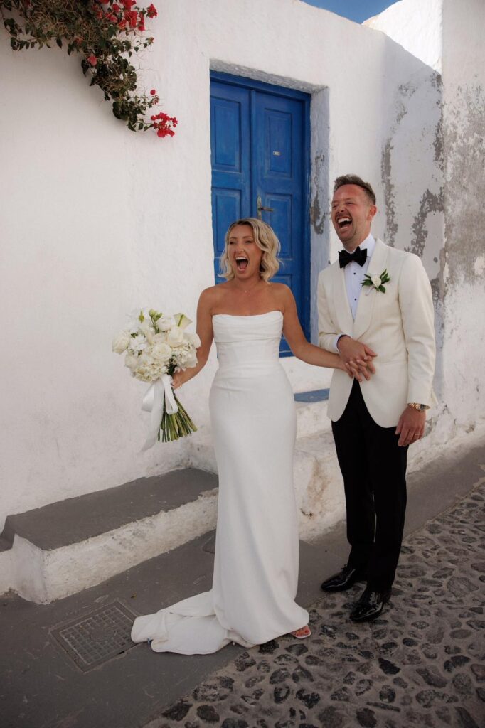 Portrait of the bride wearing a Duke by Khya Studios wedding dress after couture bridal alterations.