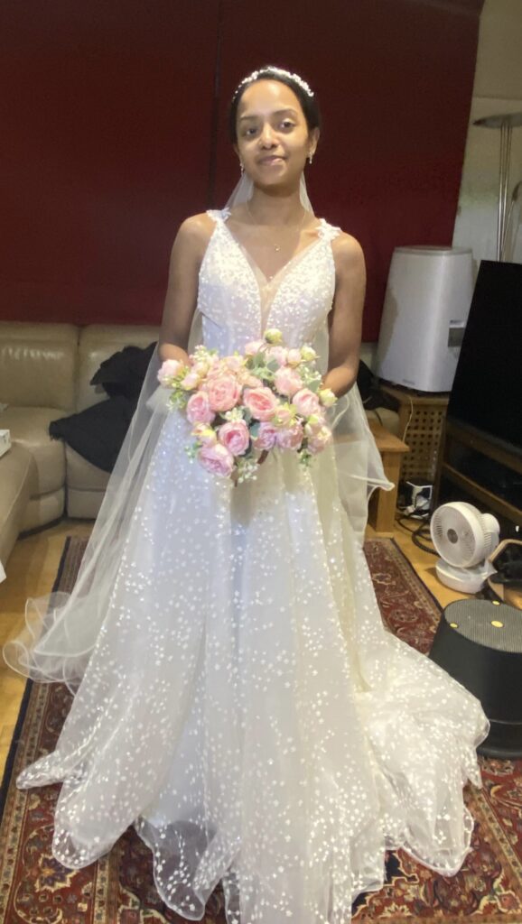 Essense of Australia D3858 Betsy wedding dress after bridal alterations for a Cheam bride try on final