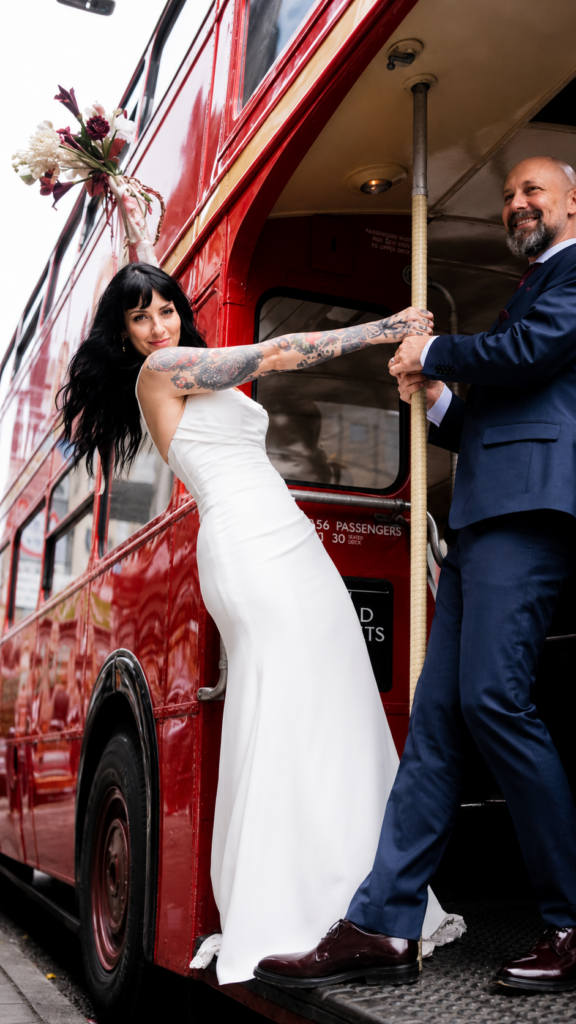 Luxe Privée Beccs wedding dress with lace train and veil following corrective bridal alterations in Surrey in the bud