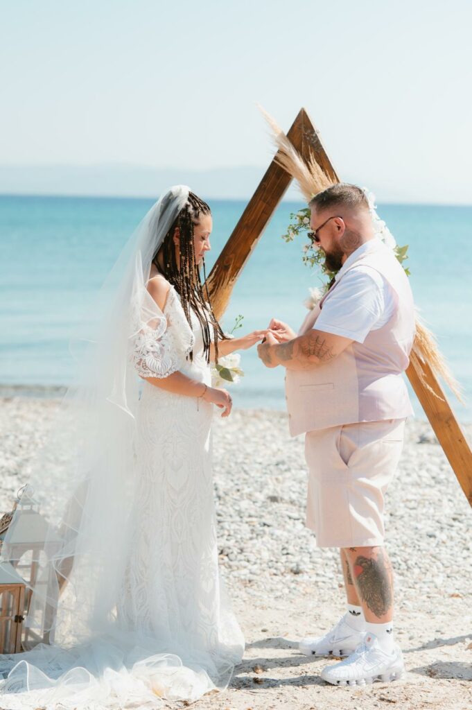 Bride wearing a Madi Lane India wedding dress following specialist bridal alterations for a destination wedding.