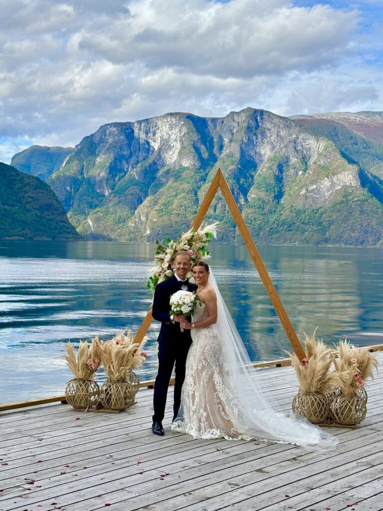 Martina Liana bridal alterations for a Dartford bride overlooking the Norwegian fjords beautiful bride