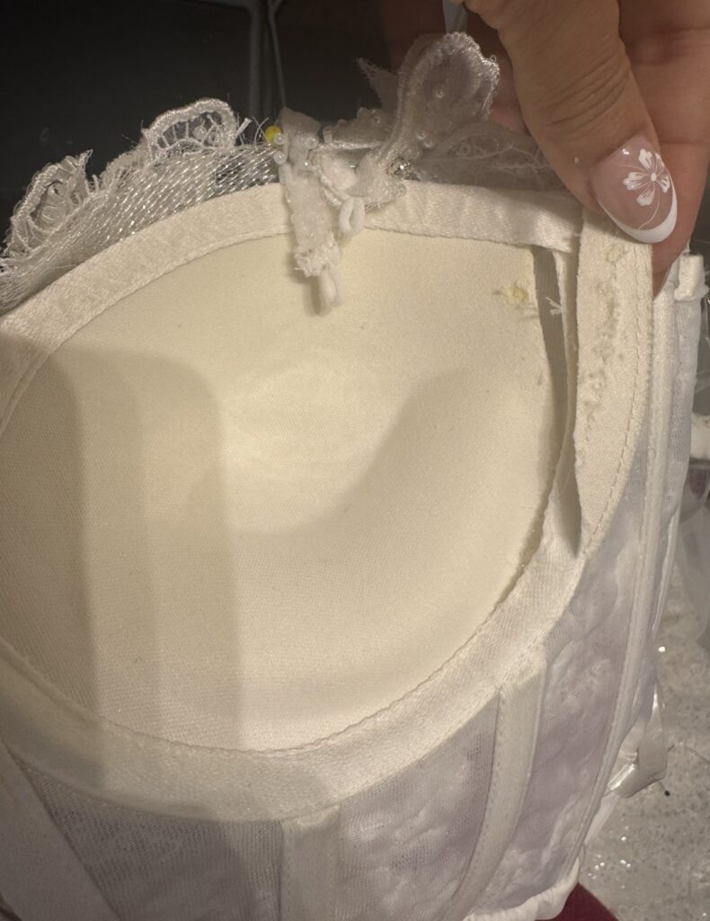 Martina Liana bridal alterations Wimbledon cup inside reduced complete to better fit