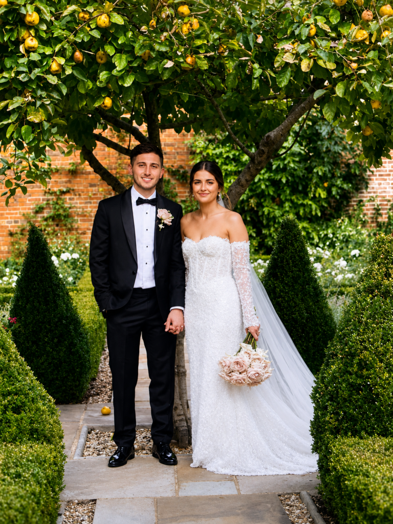 Martina Liana bridal alterations Wimbledon bride wearing fitted lace wedding dress after specialist alterations looking stunning