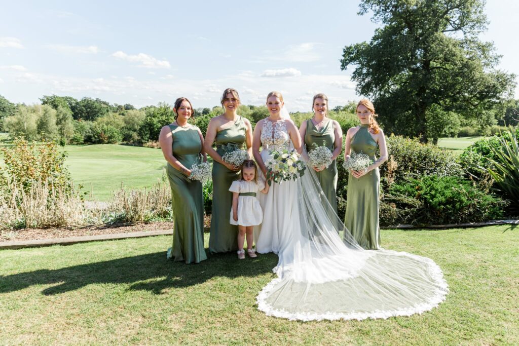 Redhill bride wearing altered Morilee wedding dress along with adjusted bridesmaids dresses at my Greater London Studio based in Sutton