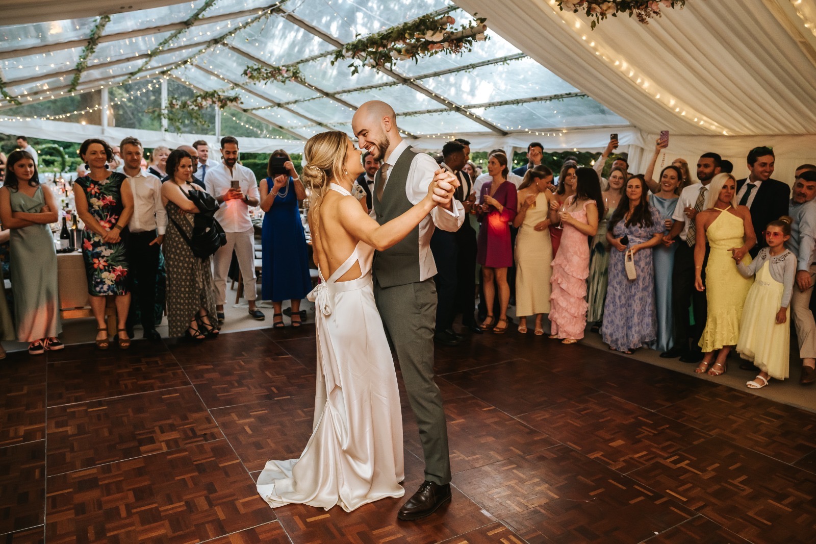 Redhill bride wearing a Catherine Deane Kin gown after couture bridal alterations