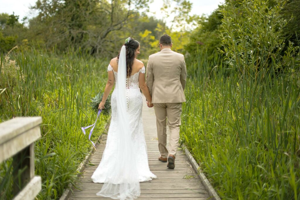 Wedding photography showing bridal alterations completed for a Morden bride veil detail