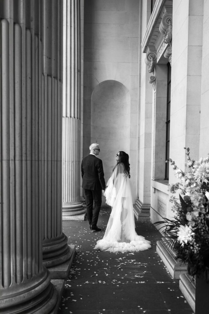 kyha studios miles wedding dress babyboo asha mini dress transformation Marylebone registery office.