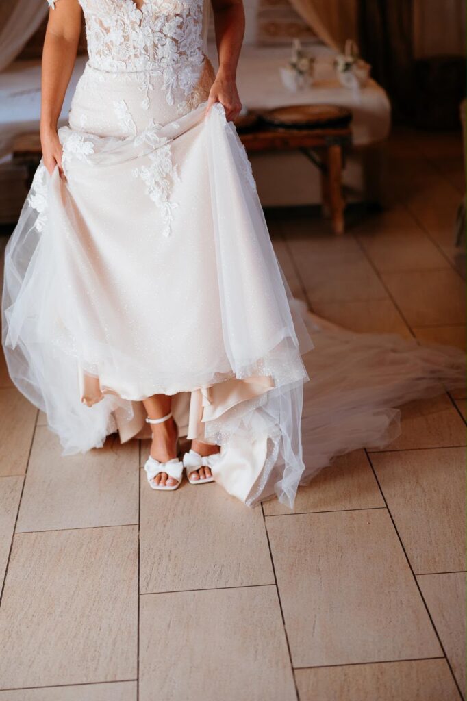 bridal shoes must be brought at every fitting they are a must.