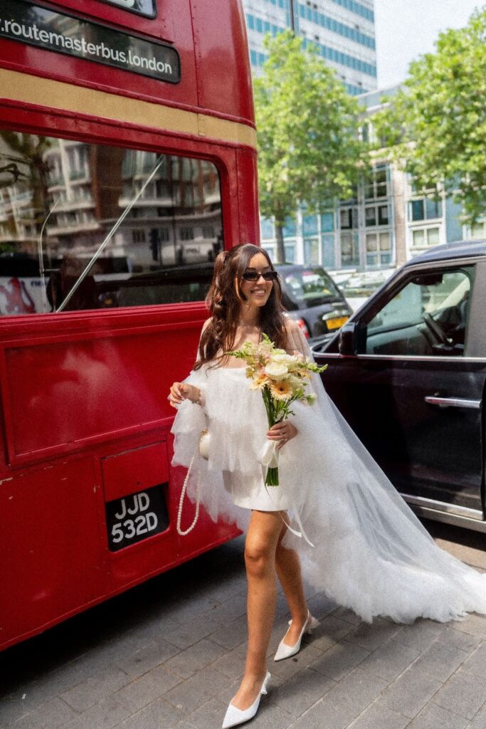 Bride wearing altered wedding registration dress after couture bridal alterations for an East Croydon bride