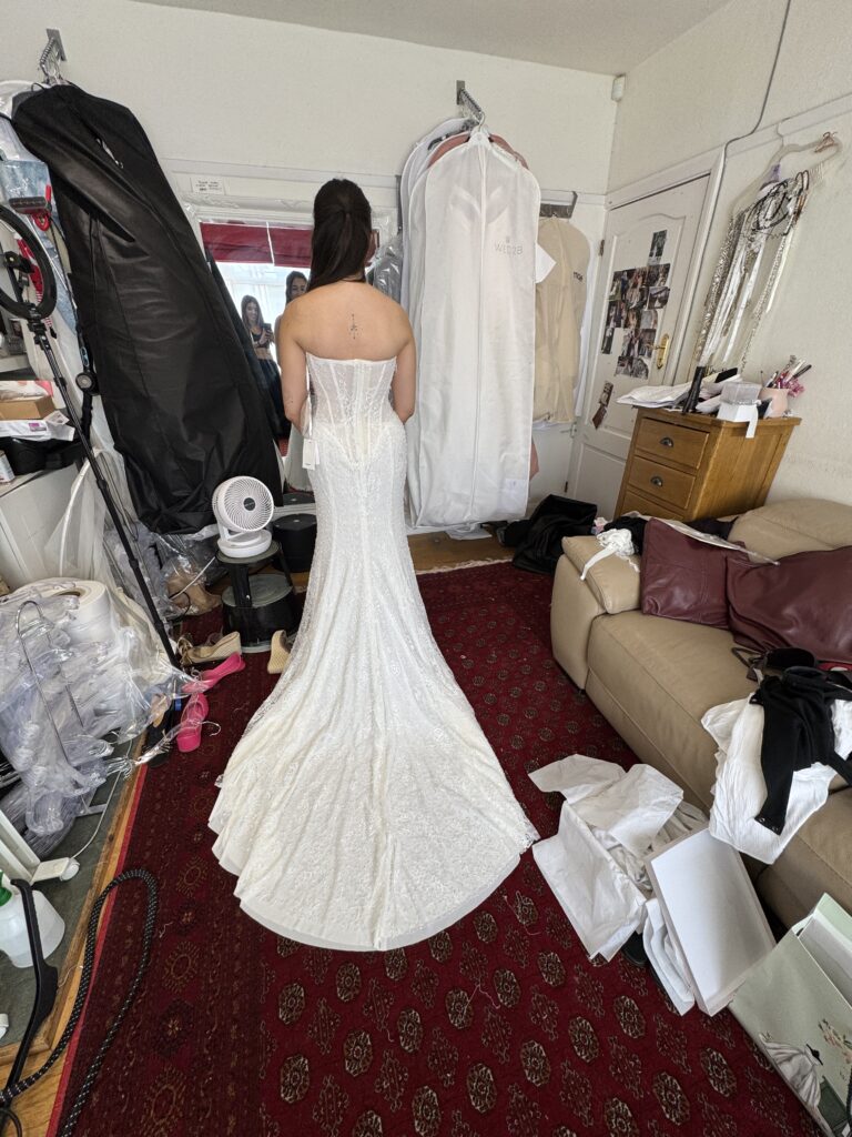 final fitting Milla Nova Bridal Dress Alteration for a Hammersmith bride.