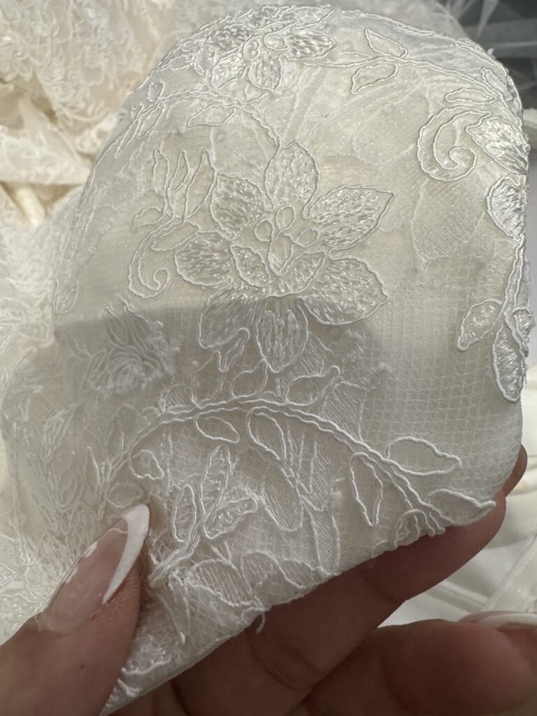 Additional boning added to the sweetheart neckline by a couture bridal alterations specialist.