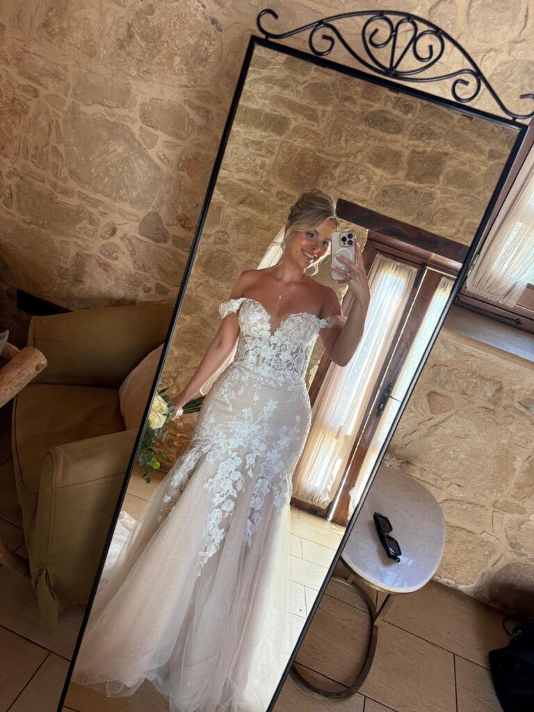 Couture bodice fitting wedding dress structured silhouette