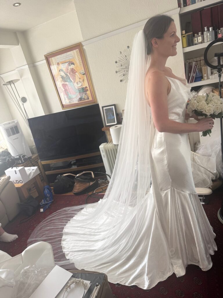 Clapham bridal alterations for a Grace Loves Lace Aura wedding dress after couture alterations