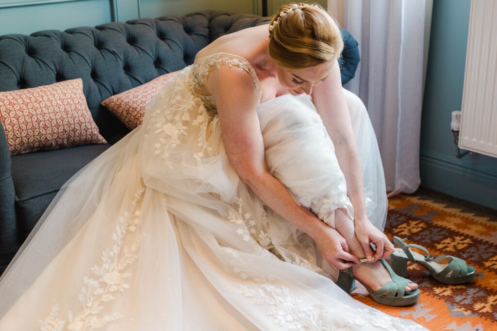 Wedding Alterations Worcester Park shoes tie up close up